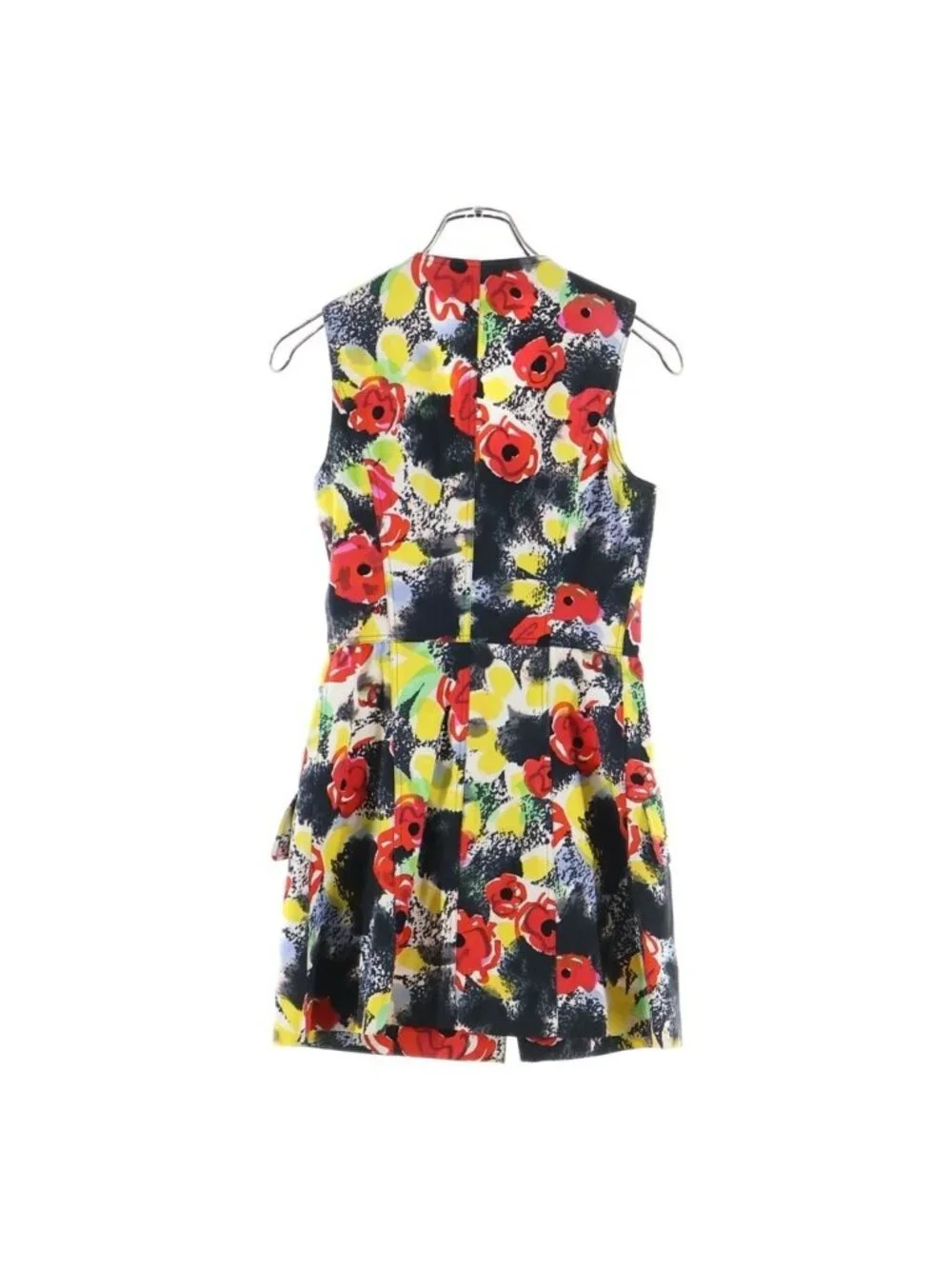 Chanel Vintage Sleeveless Floral Dress CC Logo Button Multicolor